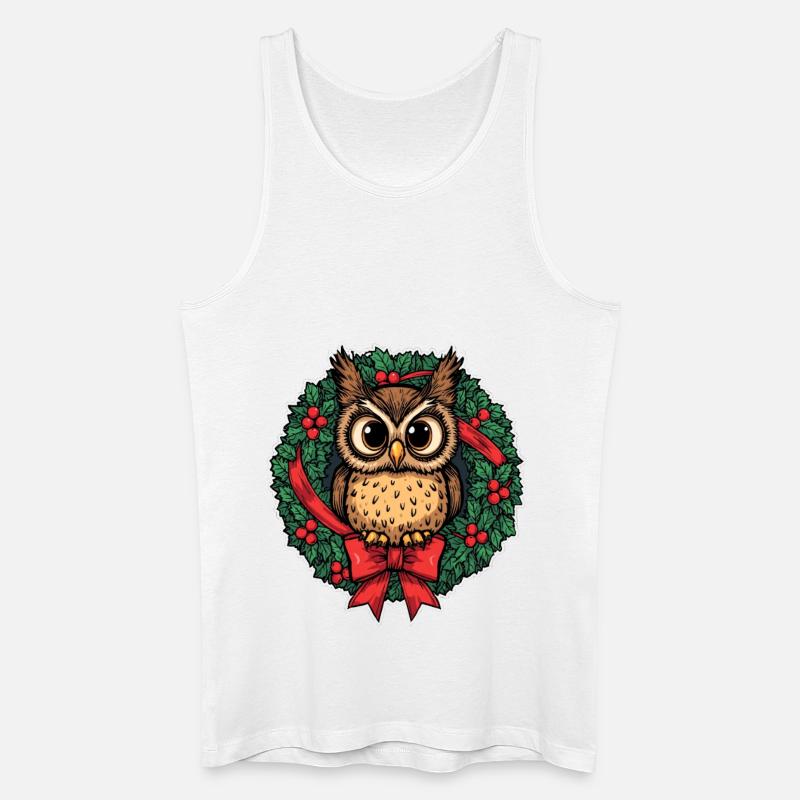 Eule im Weihnachtskranz - Männer Bio Tank Top - Weiß