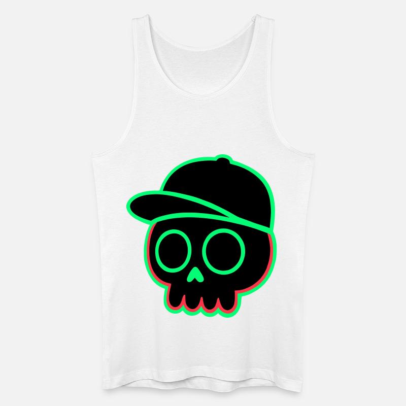 Neon Schädel Cap - Männer Bio Tank Top - Weiß