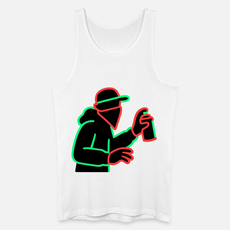 Neon Graffiti Sprayer Silhouette - Männer Bio Tank Top - Weiß