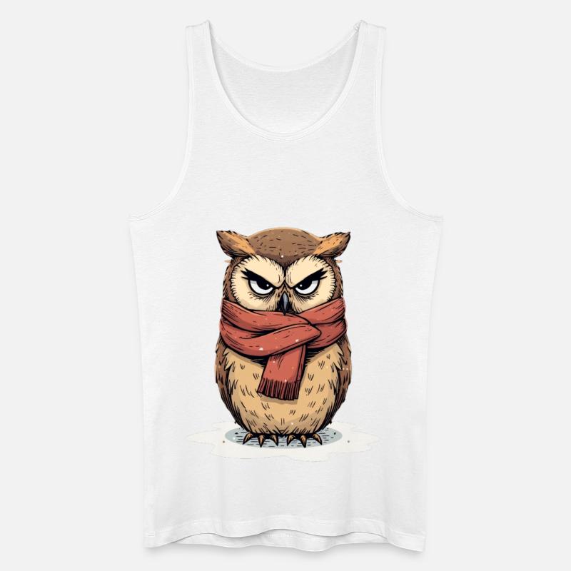 Wintereule mit rotem Schal - Männer Bio Tank Top - Weiß