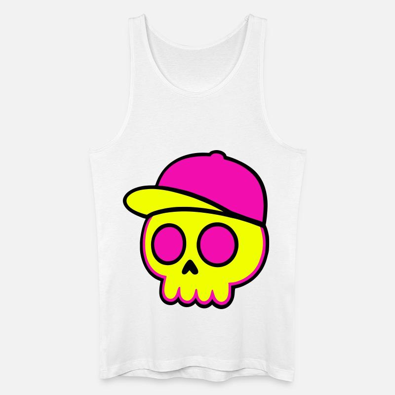 Neon Skull Cap Design - Männer Bio Tank Top - Weiß