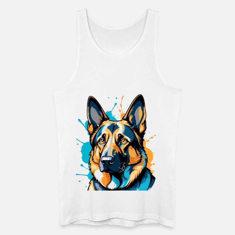 Lebendiger Schäferhund Farbexplosion - Männer Bio Tank Top - Weiß