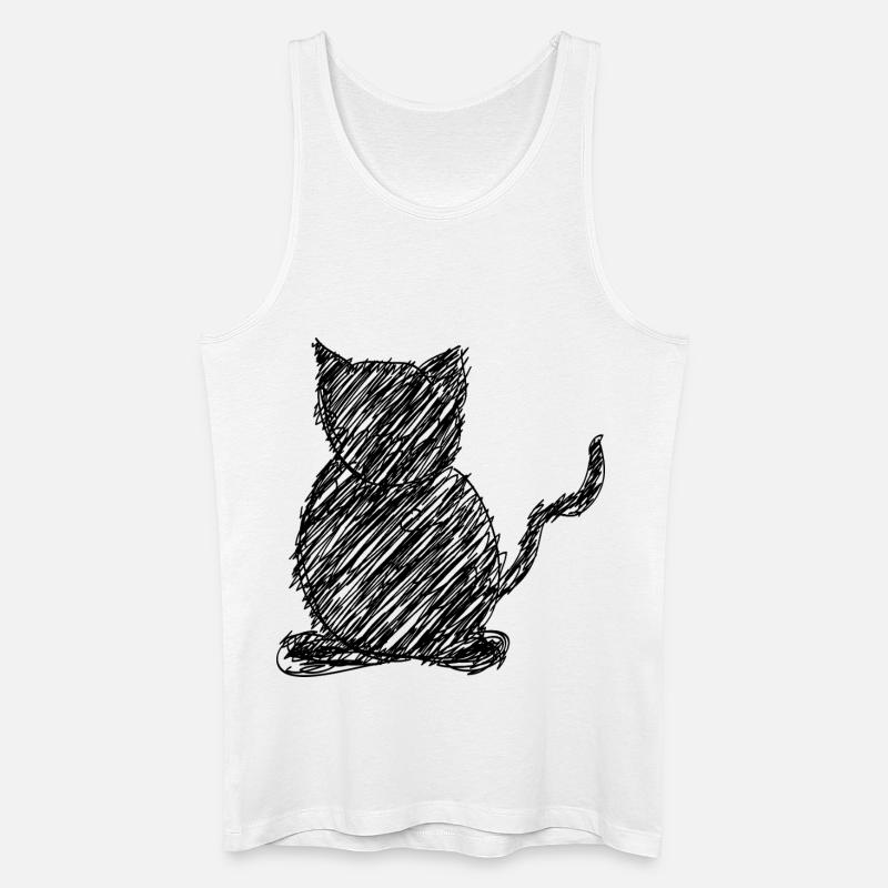 Katze Scribble Zeichnung Tier Geschenk - Männer Bio Tank Top - Weiß