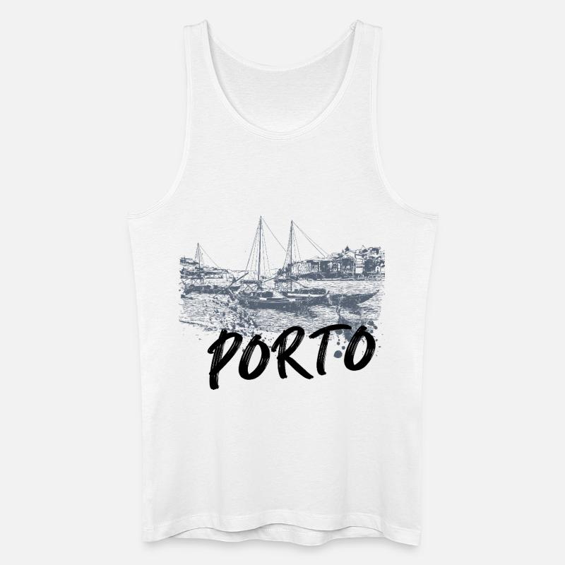 Porto Douro Einfarbige Rabelo Boote - Männer Bio Tank Top - Weiß