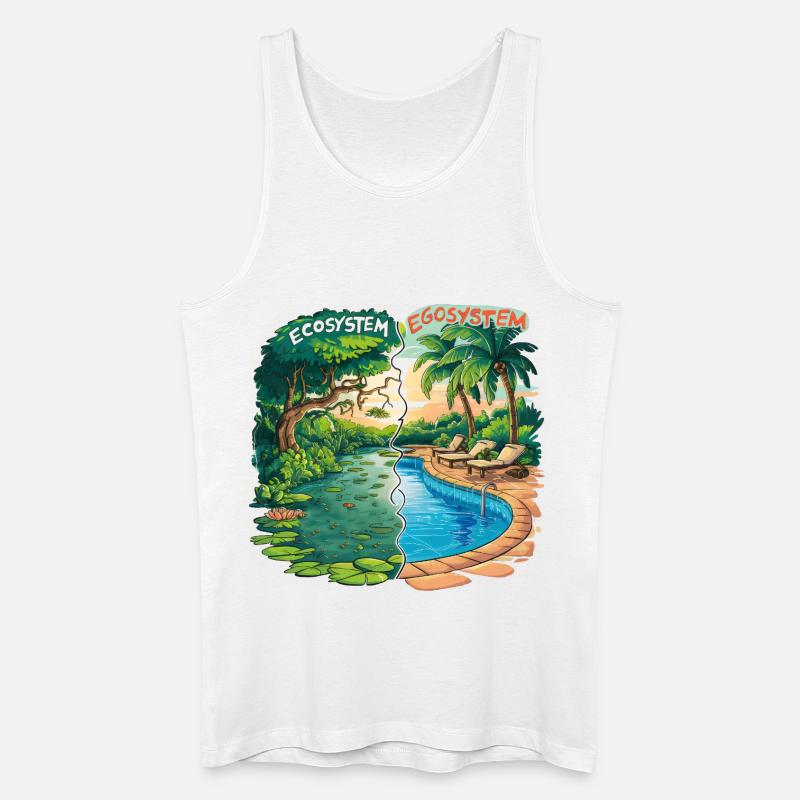 Ökosystem vs. Egosystem Umweltfreundliche Botschaft - Männer Bio Tank Top - Weiß