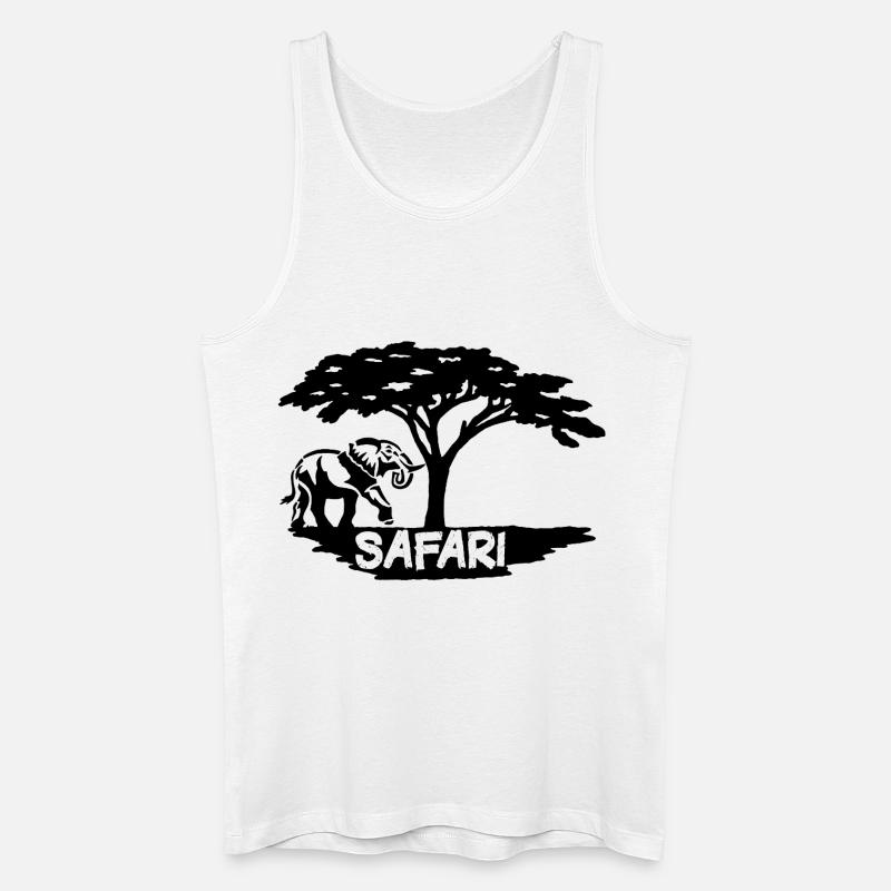 Safari und schwarzer Elefant - Männer Bio Tank Top - Weiß
