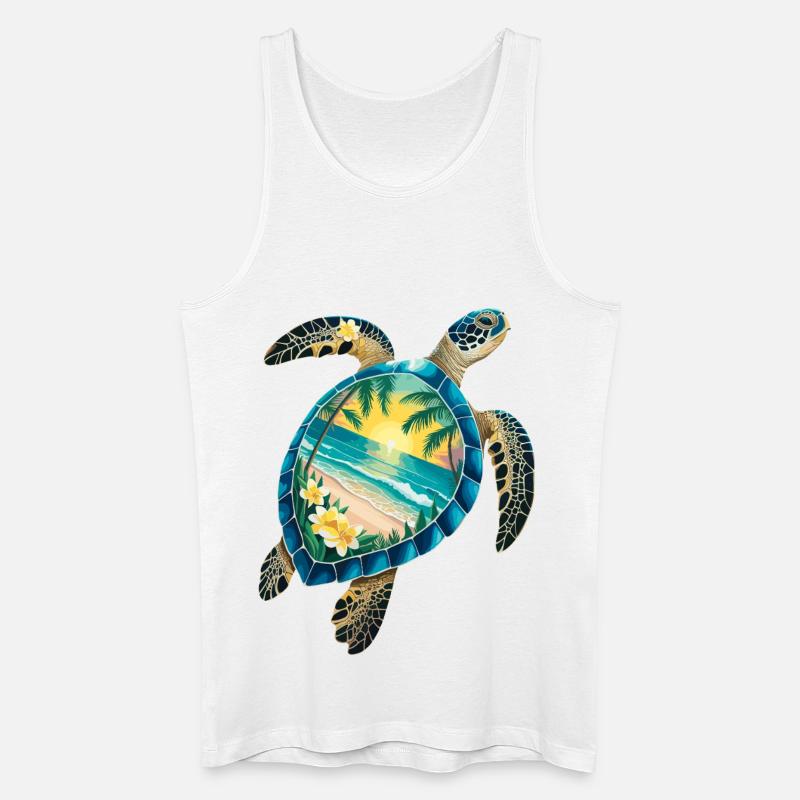 Turtle Waves Surf Turtle Surfer Turtles - Débardeur bio Homme - blanc