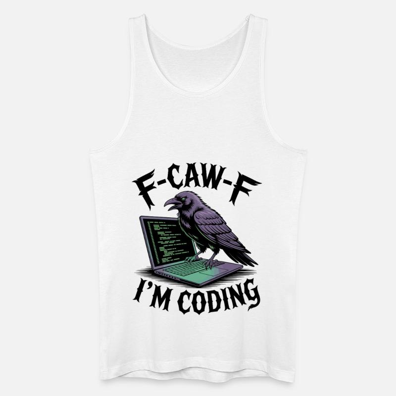RabenCoder: Code Raven on the laptop - Men’s Organic Tank Top - white