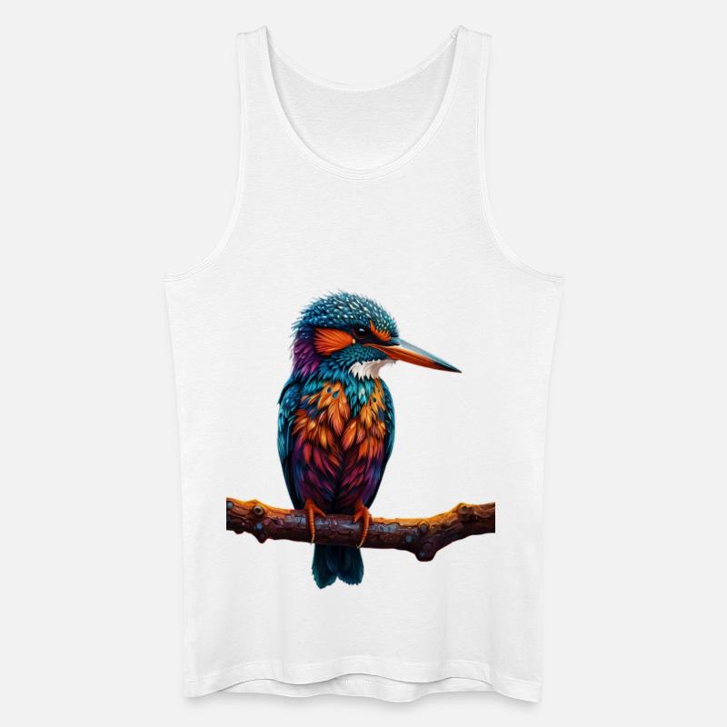 Bunter Eisvogel auf Ast - Männer Bio Tank Top - Weiß