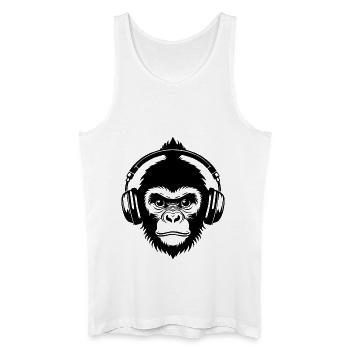 Affenkopf Dutt DJ Sound Kopfhörer Shirt - Männer Bio Tank Top - Weiß - Vorne