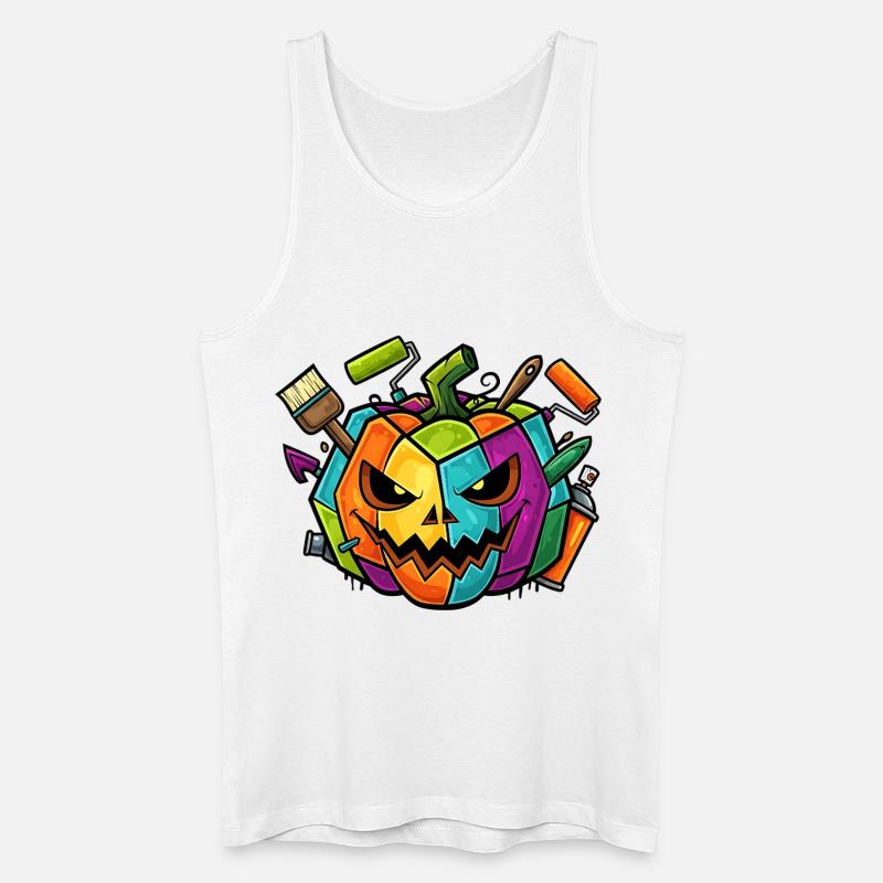 Halloween Graffiti Kürbis - Männer Bio Tank Top - Weiß