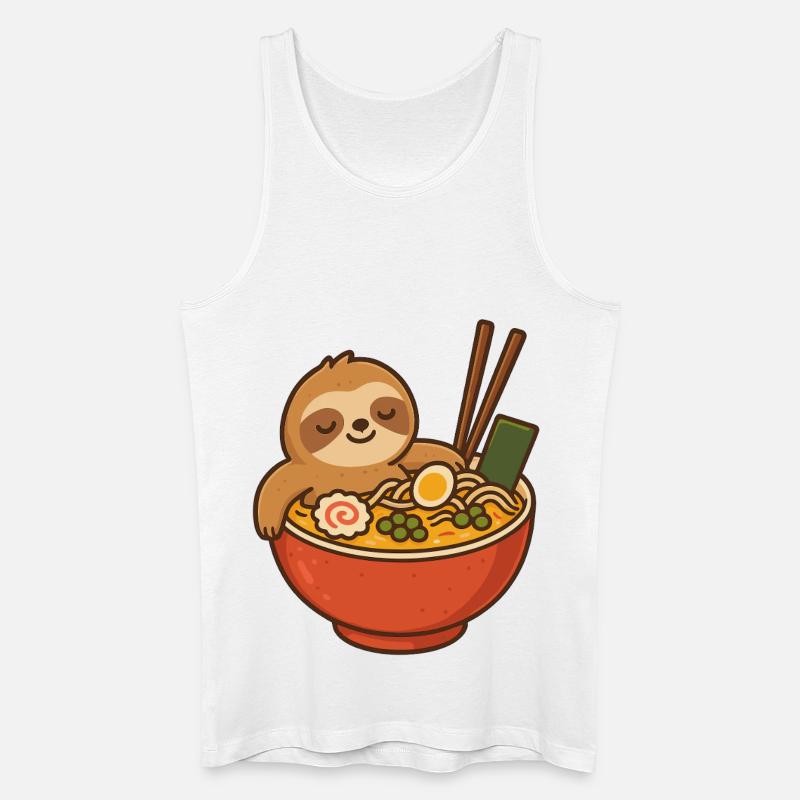 Faultier Ramen Kuscheldesign - Männer Bio Tank Top - Weiß