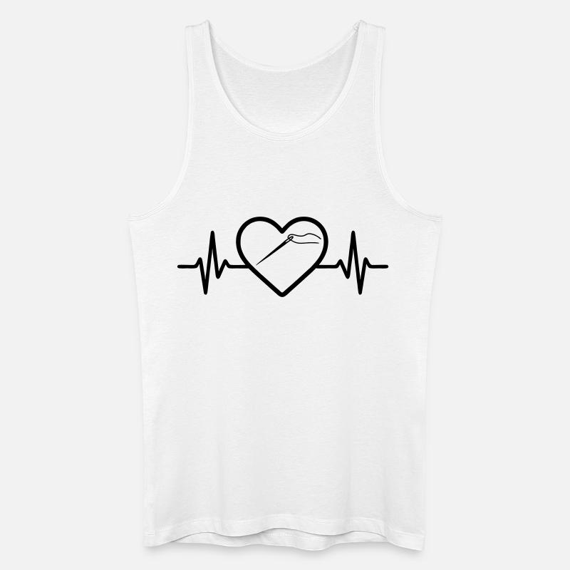 Nähen Garnrolle Nadel Schere Herz - Männer Bio Tank Top - Weiß
