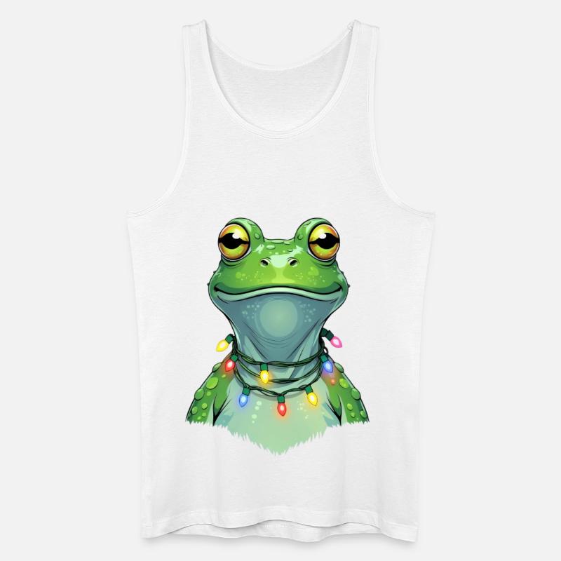 Lichterfrosch mit Weihnachtskette - Männer Bio Tank Top - Weiß