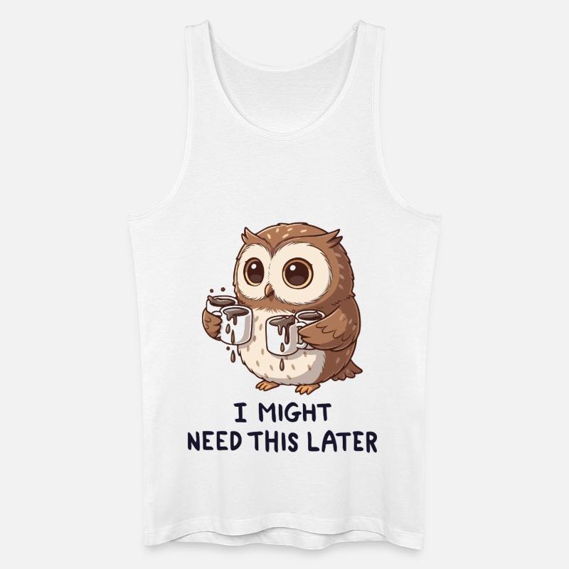 Ich brauche Kaffee später - Lustige Eule - Männer Bio Tank Top - Weiß