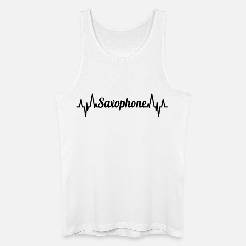 Saxophon EKG Herzlinie - Männer Bio Tank Top - Weiß
