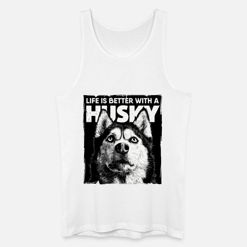Life is better with a Husky - Männer Bio Tank Top - Weiß