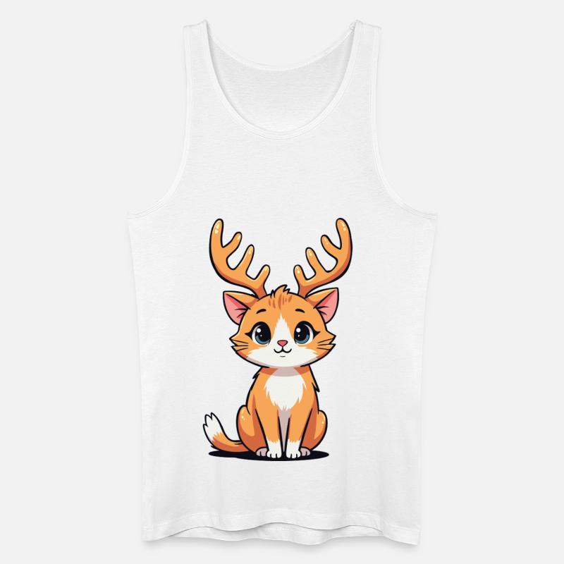 Rentierkatze - Männer Bio Tank Top - Weiß