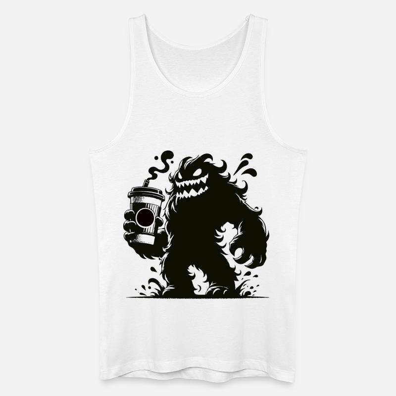 Lustiges Kaffeemonster Comic Design - Männer Bio Tank Top - Weiß