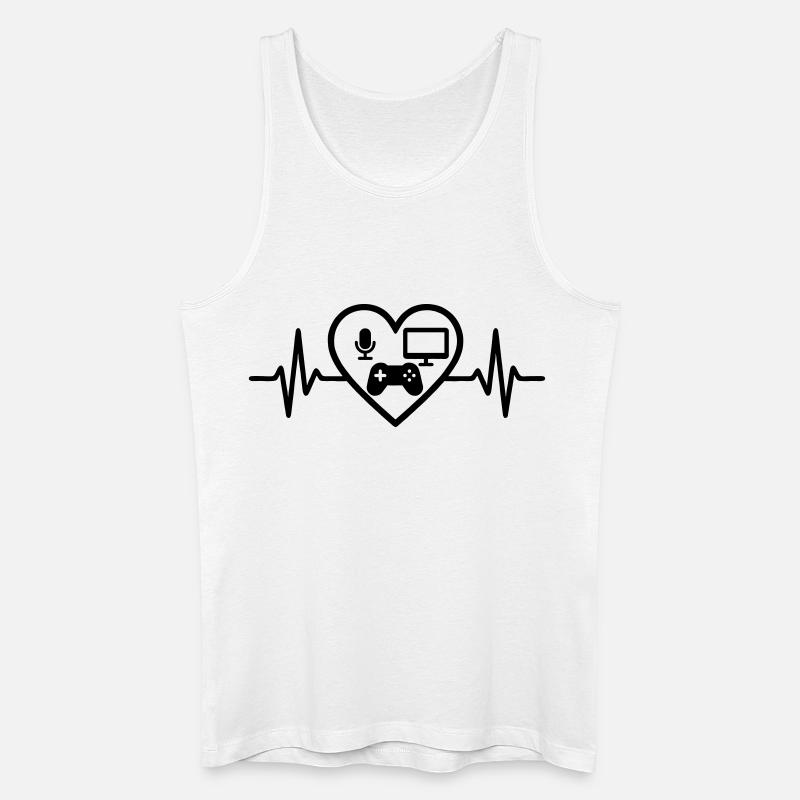 Streaming Gamer Herz Mikro Bildschirm Controller - Männer Bio Tank Top - Weiß