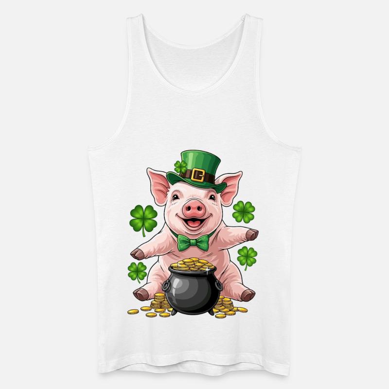 Glücksschwein Kleeblatt - Männer Bio Tank Top - Weiß