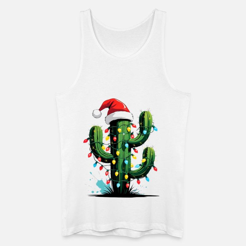 Kaktus Weihnachten mit Lichtern - Männer Bio Tank Top - Weiß