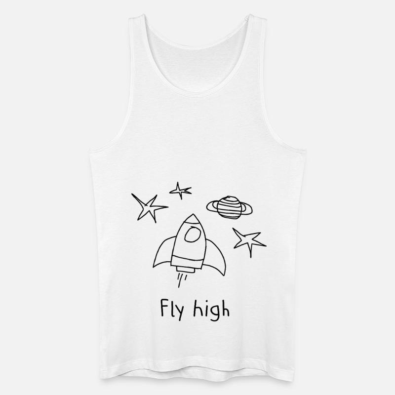 Fly High Rakete Space - Männer Bio Tank Top - Weiß