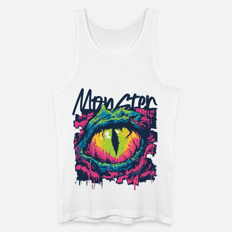 Neon-Drachenaugen-Graffiti - Männer Bio Tank Top - Weiß
