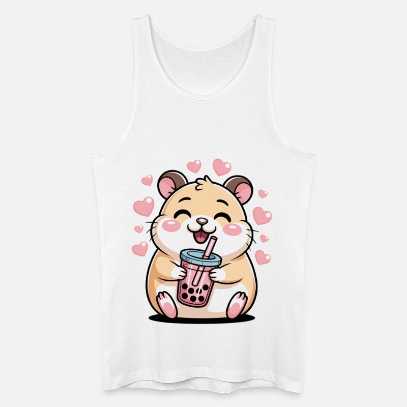 Kawaii Bubble Tee Hamster Boba Tee - Männer Bio Tank Top - Weiß