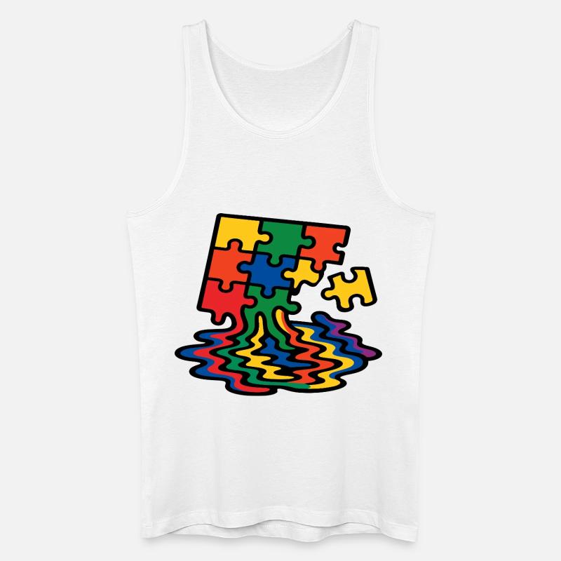 Regenbogen Puzzle Baum Splash - Männer Bio Tank Top - Weiß