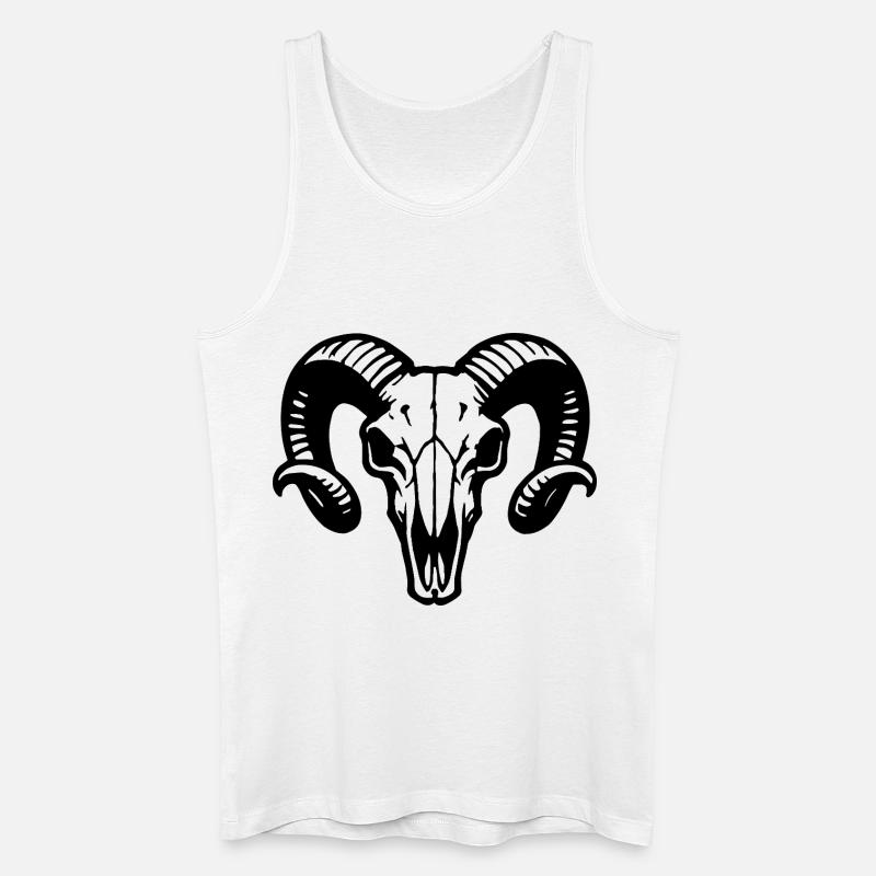 Widderkopf Schädel mit Hörnern - Rammbock - Männer Bio Tank Top - Weiß