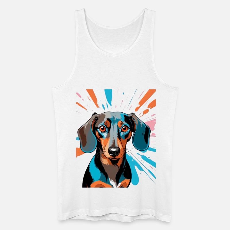 PopArt Dackel Farbschauer - Männer Bio Tank Top - Weiß
