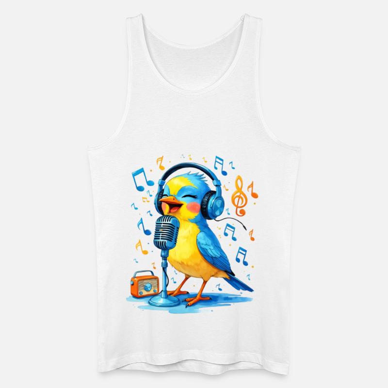Karaoke Vogel mit Kopfhörern - Männer Bio Tank Top - Weiß