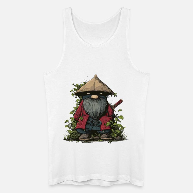Lustiger Ninja-Gartenzwerg mit Schwert - Männer Bio Tank Top - Weiß