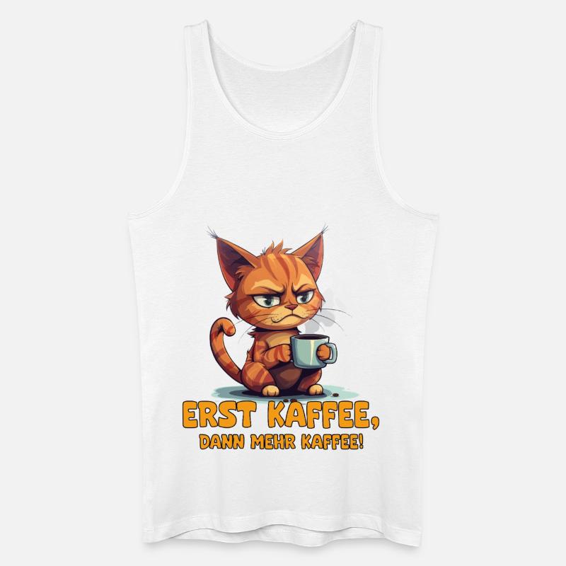 Grimmige Katze Kaffee Spruch - Männer Bio Tank Top - Weiß