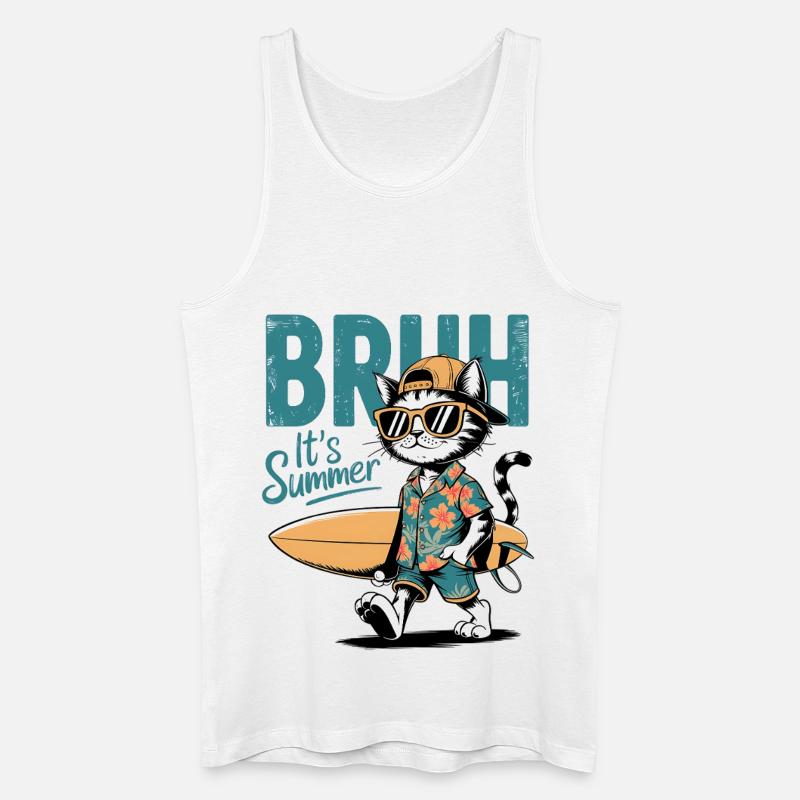Surfer Katze mit Surfbrett - Männer Bio Tank Top - Weiß