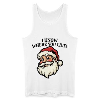 Ich weiß, wo du wohnst – Weihnachtsmann - Männer Bio Tank Top - Weiß - Vorne