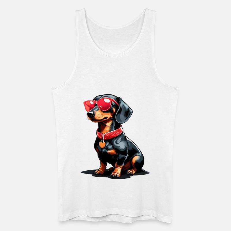 Cooler Dackel mit Sonnenbrille - Männer Bio Tank Top - Weiß