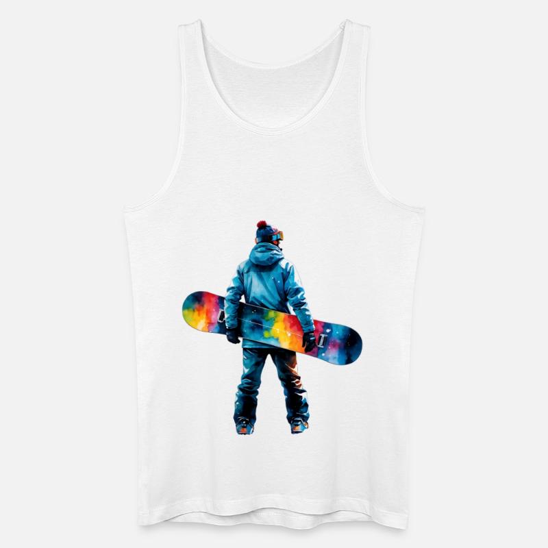 Farbexplosion Snowboarder - Männer Bio Tank Top - Weiß