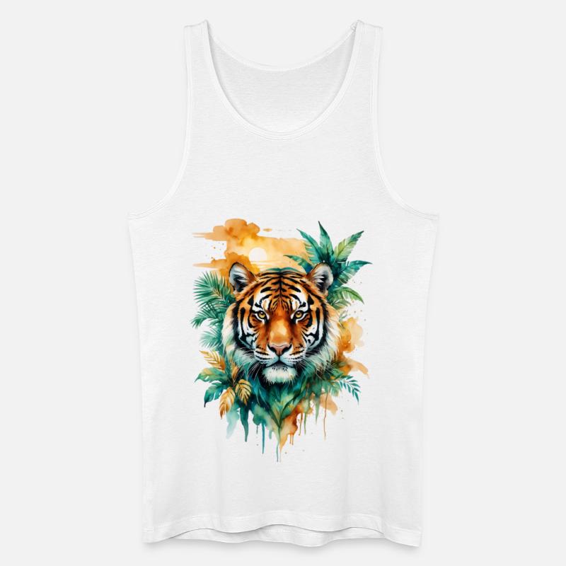 Wasserfarbener Tiger im Dschungel - Männer Bio Tank Top - Weiß