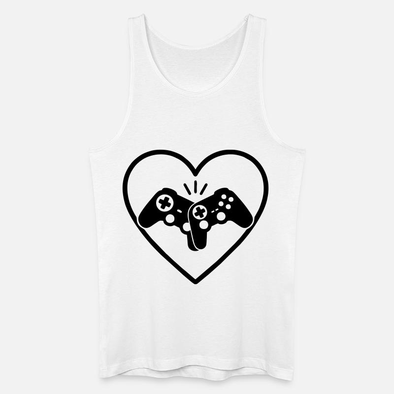 Gamecontroller Herz Gamer Liebe Geschenk - Männer Bio Tank Top - Weiß