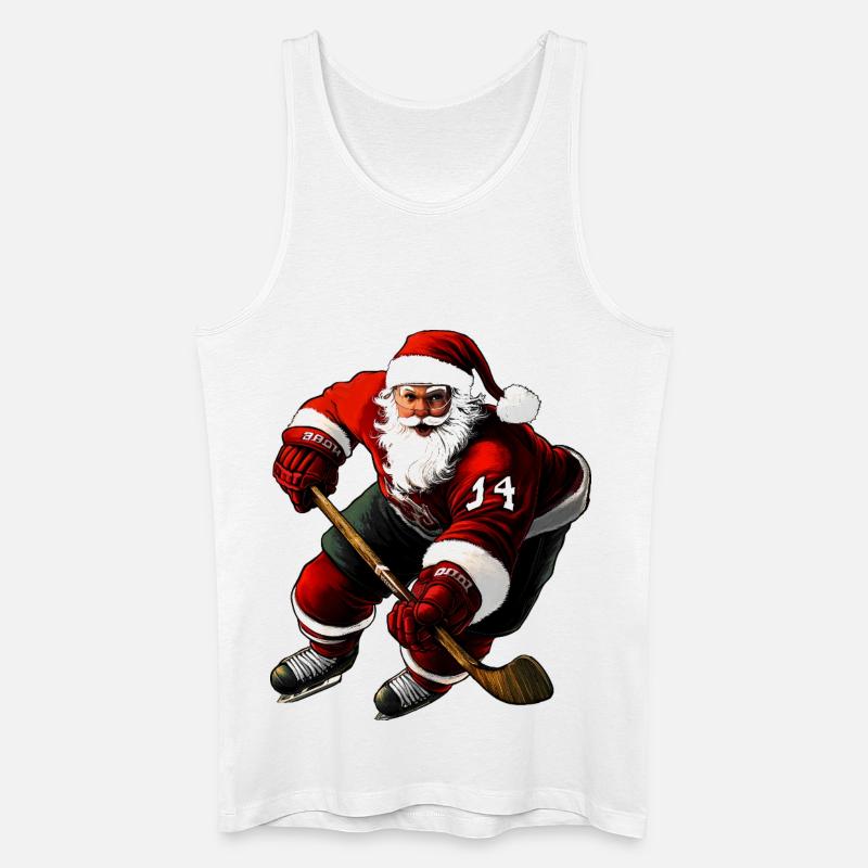 Weihnachten Eishockeyspieler - Männer Bio Tank Top - Weiß