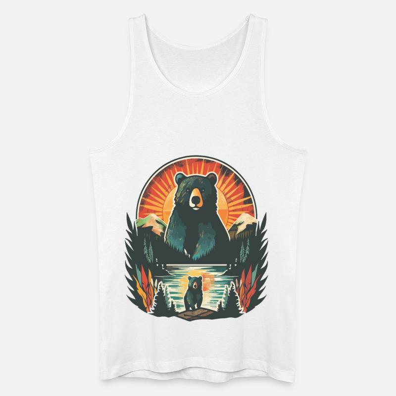Sonnenaufgangs Bär Waldsee - Männer Bio Tank Top - Weiß