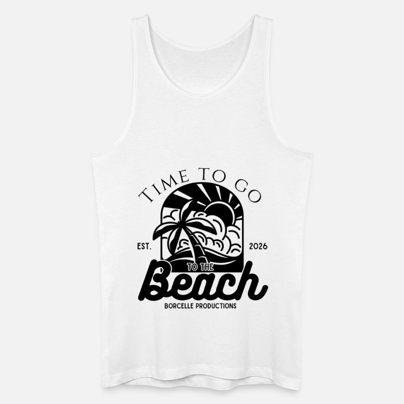 TIME GO IN THE BEACH - Männer Bio Tank Top - Weiß