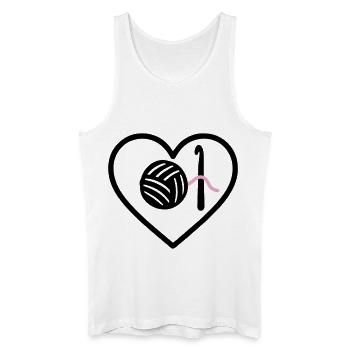 Crochet Tricot Coeur Fil Rose Fait Main Femme - Débardeur bio Homme - blanc - Devant