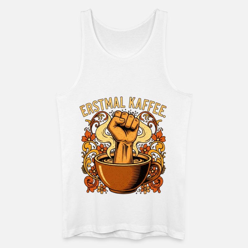 Erstmal Kaffee Faust Statement - Männer Bio Tank Top - Weiß