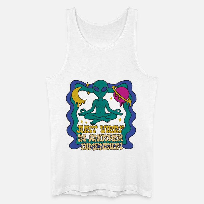 Meditierender Alien im Retro-Space Look - Männer Bio Tank Top - Weiß