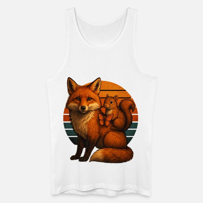 Fuchs Eichhörnchen Retro Tierfreunde - Männer Bio Tank Top - Weiß