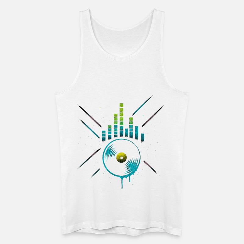 Neon Vinyl Equalizer, Club Techno Beats - Männer Bio Tank Top - Weiß