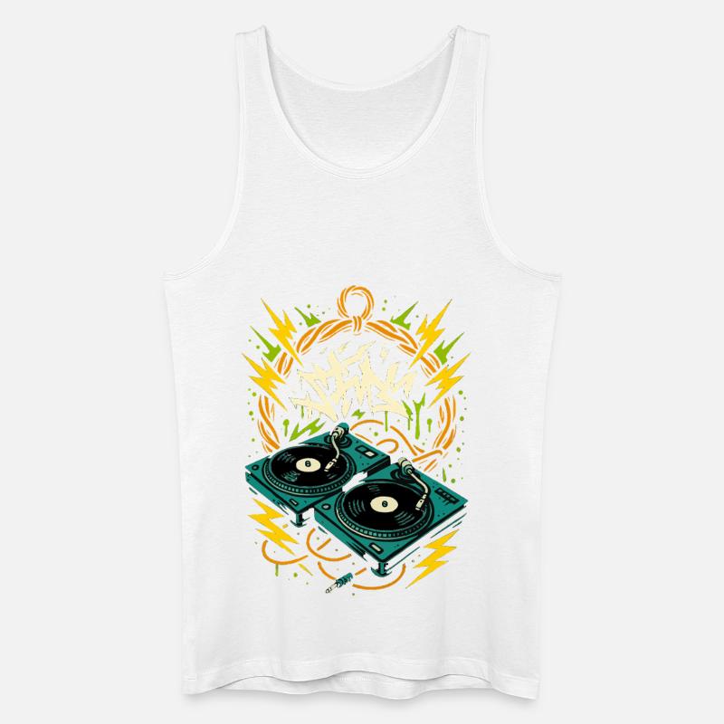 Turntables DJ, Graffiti Style, Rave Musik - Männer Bio Tank Top - Weiß